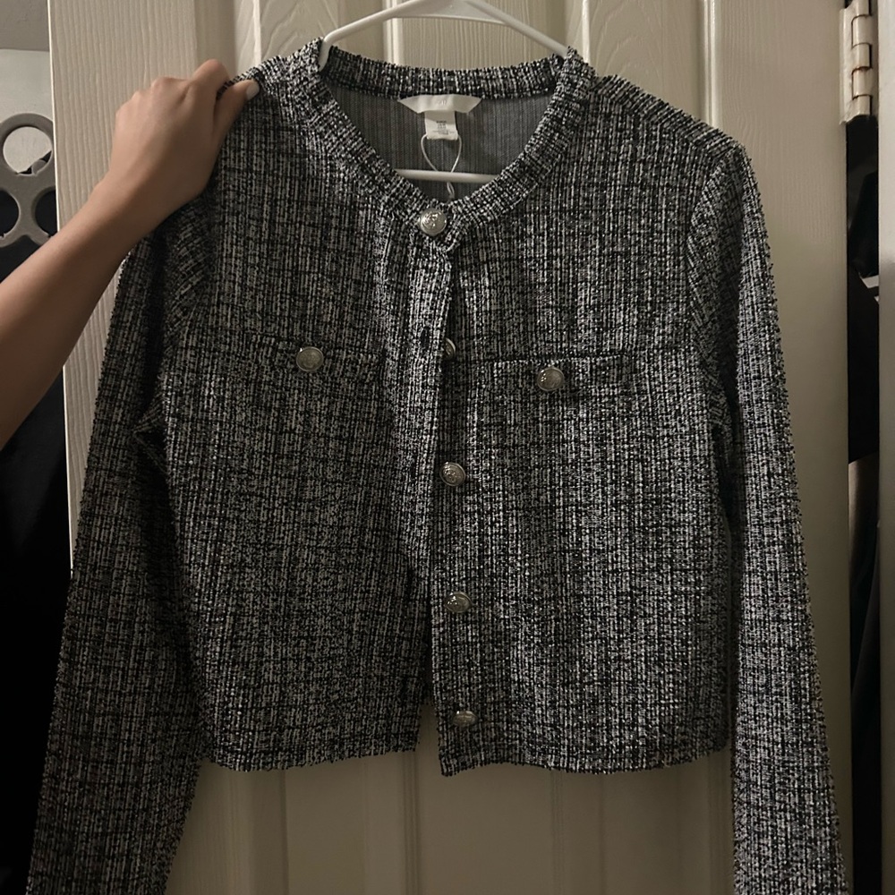 H&M Monochrome Tweed Blazer